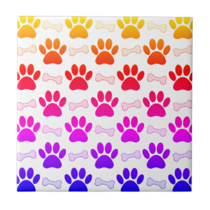 Paws And Bones Colourful Pattern Tile