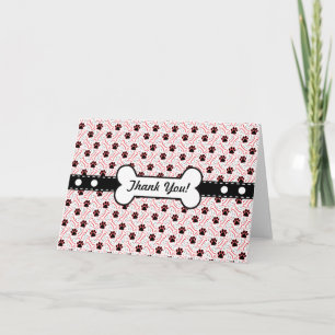 Paws and Bones Funny Design for Dog Lovers Thank You Card