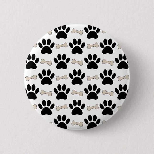 Paws And Bones Pattern 2 Inch Round Button (Front)