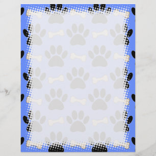Paws And Bones Pattern Blue Letterhead