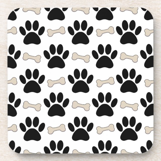 Paws And Bones Pattern Coaster (Front)