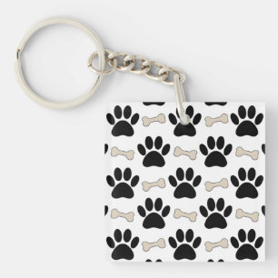 Paws And Bones Pattern Keychain