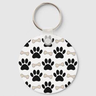 Paws And Bones Pattern Keychain