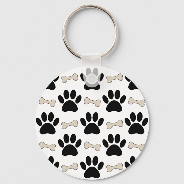 Paws And Bones Pattern Keychain (Front)