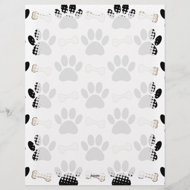 Paws And Bones Pattern Letterhead (Back)