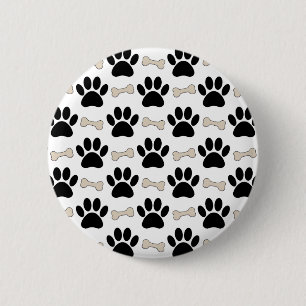 Paws And Bones Pattern Pet 2 Inch Round Button