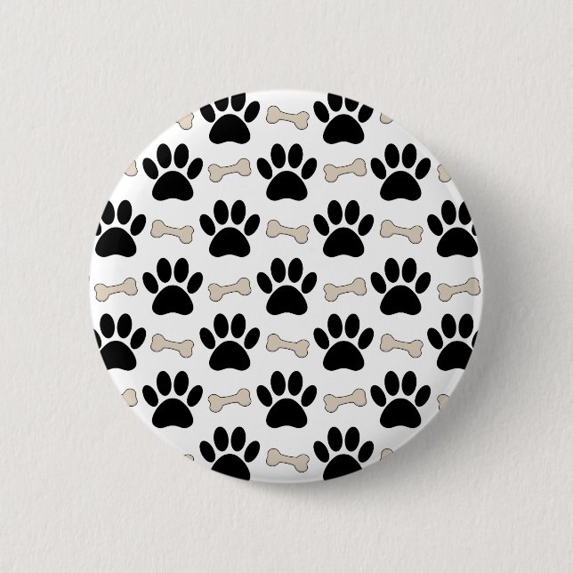 Paws And Bones Pattern Pet 2 Inch Round Button (Front)