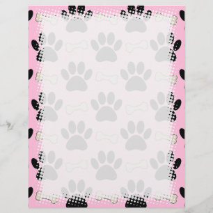 Paws And Bones Pattern Pink Letterhead