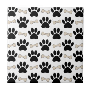 Paws And Bones Pattern Square Tile
