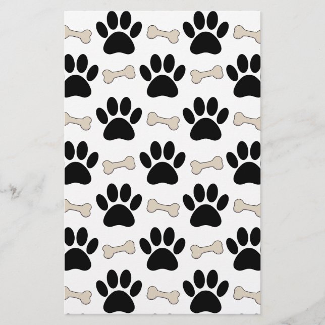 Paws And Bones Pattern Stationery (Front)
