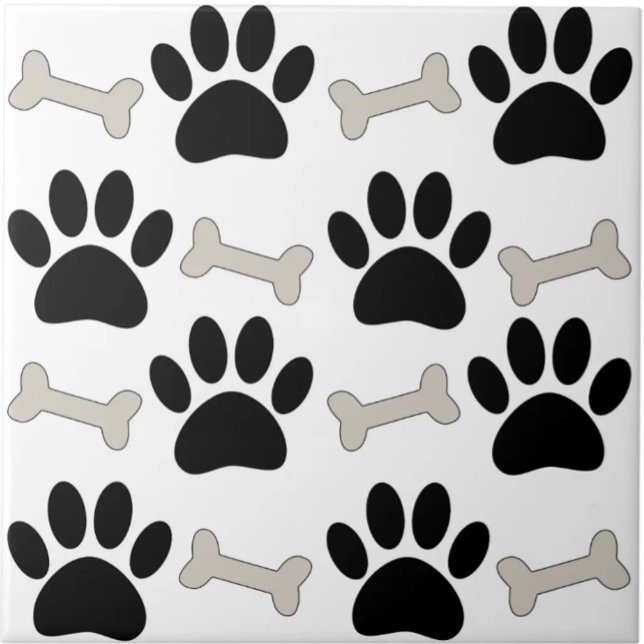 Paws And Bones Seamless Pattern Custom  Tile (Creator Uploaded)