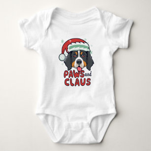 Paws and Claus - Christmas Bernese Dog Baby Bodysuit
