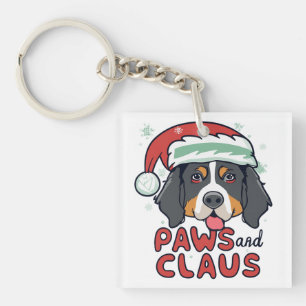 Paws and Claus - Christmas Bernese Dog Keychain