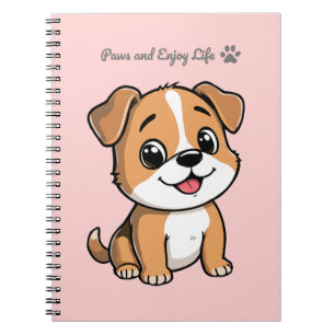 Paws and Enjoy Life Cute Puppy Notebook – Pastel