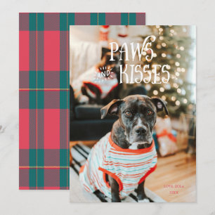 Paws and Kisses Silly Pet Photo Holiday Card