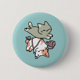 Paws and Play – Adorable Cat Illustration 2 Inch Round Button