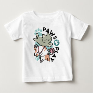 Paws and Play – Adorable Cat Illustration Baby T-Shirt