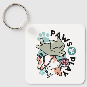 Paws and Play – Adorable Cat Illustration Keychain