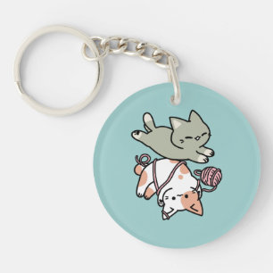 Paws and Play – Adorable Cat Illustration Keychain