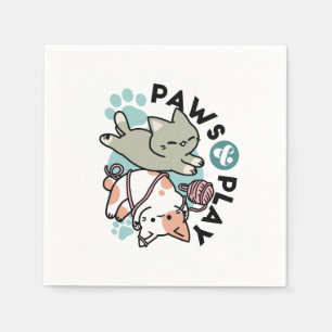 Paws and Play – Adorable Cat Illustration Napkin