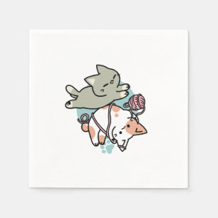 Paws and Play – Adorable Cat Illustration Napkin
