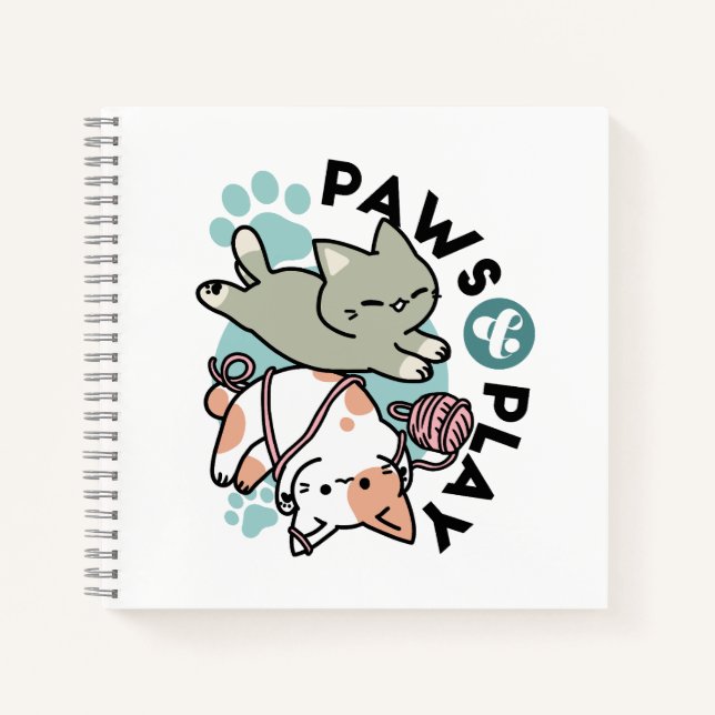 Paws and Play – Adorable Cat Illustration Notebook (Front)
