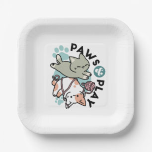 Paws and Play – Adorable Cat Illustration Paper Plate