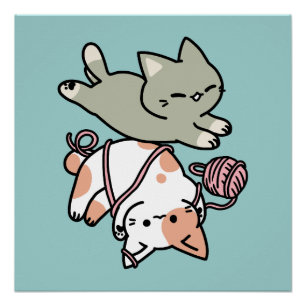 Paws and Play – Adorable Cat Illustration Poster