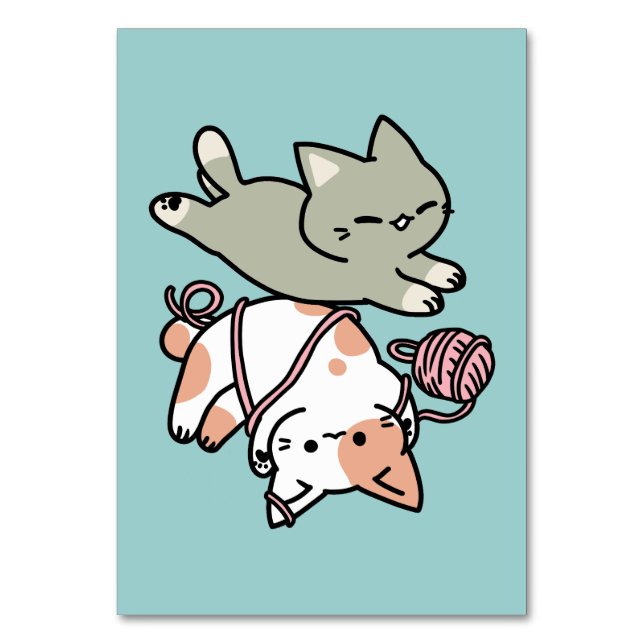 Paws and Play – Adorable Cat Illustration Table Number (Front)