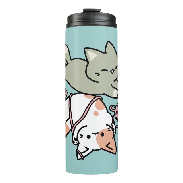 Paws and Play – Adorable Cat Illustration Thermal Tumbler (Front)