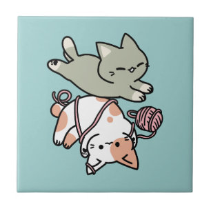 Paws and Play – Adorable Cat Illustration Tile