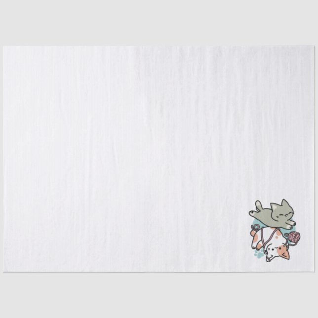 Paws and Play – Adorable Cat Illustration Tissue Paper (Front)