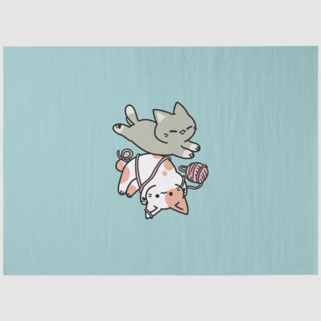 Paws and Play – Adorable Cat Illustration Tissue Paper (Front)