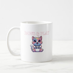 Paws and Play Cute Gamer Cat Art Coffee Mug