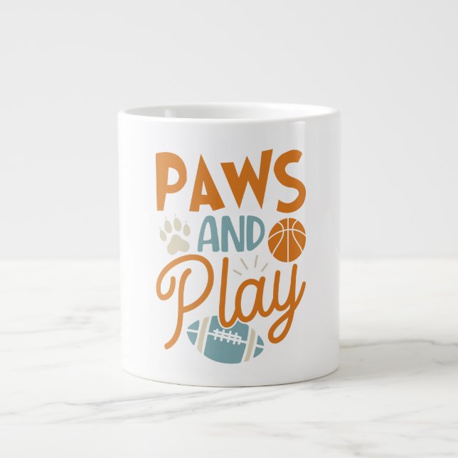 Paws And Play funny Sports Large Coffee Mug (Front)
