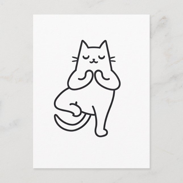Paws and Poses: Feline Flow Yoga cat lover design Postcard (Front)