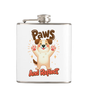 Paws And Reflect Cute Dog Hip Flask