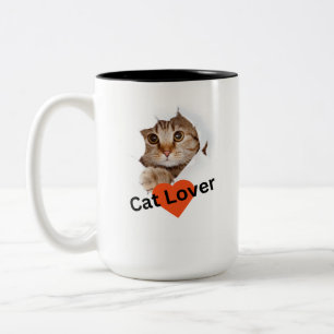 "Paws and Sip: Cat Photo Ceramic two tone Mug" Two-Tone Coffee Mug