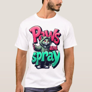 Paws and Spray – Urban Graffiti Cat, Street Art  T-Shirt
