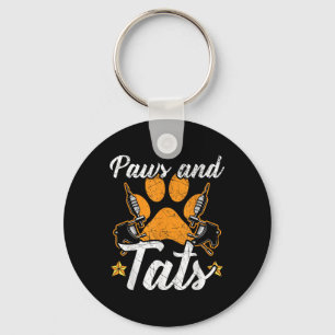 Paws And Tats Inking Tattoo Lover Tattooing Dog Ow Keychain