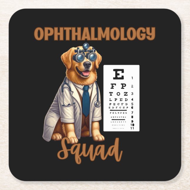 Paws and Vision Animal Ophthalmology Squad Square Paper Coaster (Front)