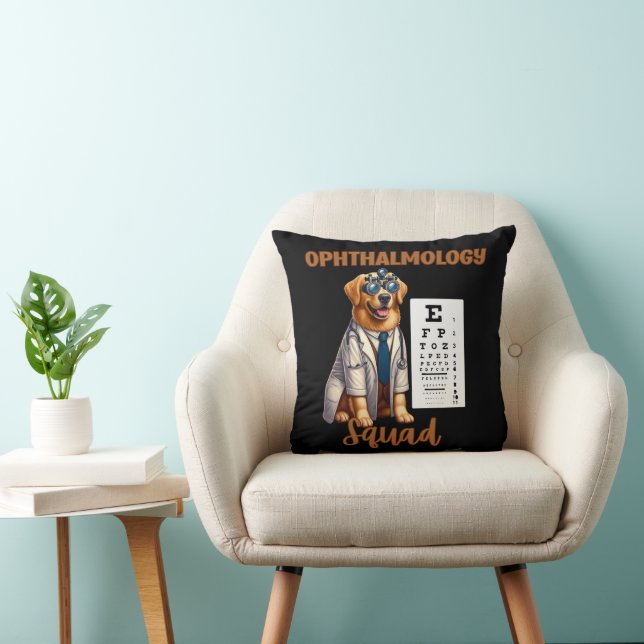 Paws and Vision Animal Ophthalmology Squad Throw Pillow (Chair)