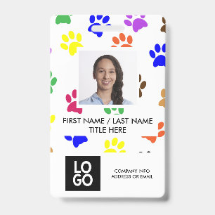 Paws Animal Custom Employee Photo Name Badge