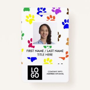 Paws Animal Custom Employee Photo Name Badge