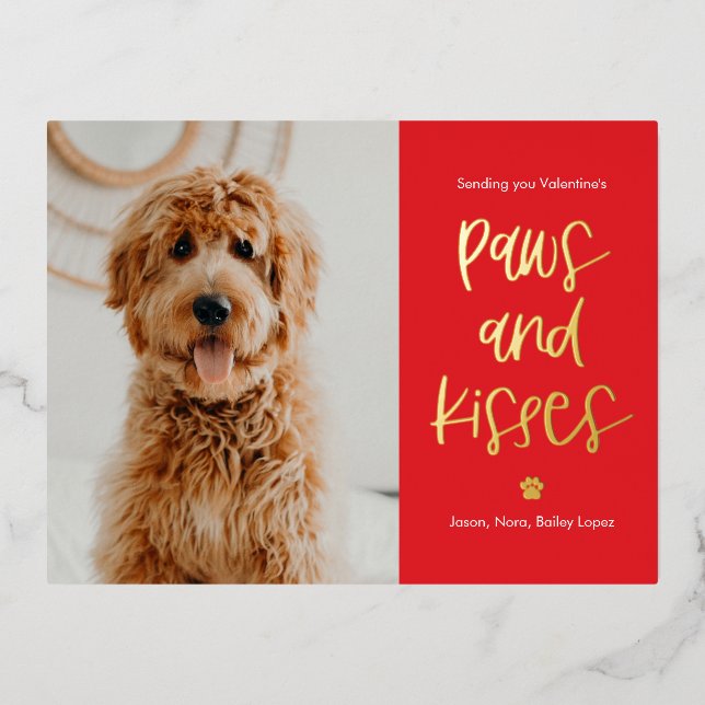 Paws Baisers Foil Carte postale de la Saint-Valent (Recto)