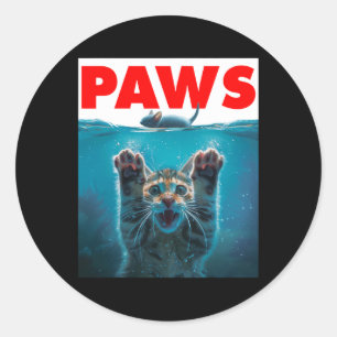 Paws Cat And Mouse Parody Humourous Kitten Chasing Classic Round Sticker