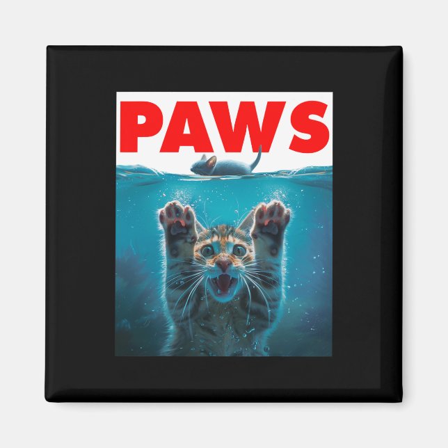 Paws Cat And Mouse Parody Humourous Kitten Chasing Magnet (Front)
