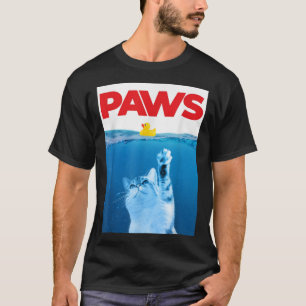 PAWS Cat And Yellow Rubber Duck Cute Kitten Funny  T-Shirt