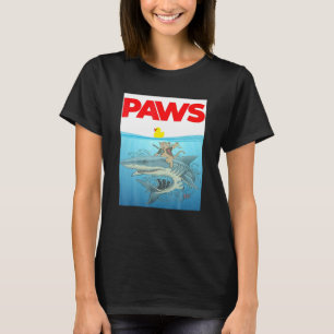 PAWS Cat And Yellow Rubber Duck Design T-Shirt