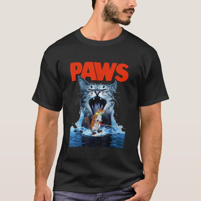 Paws Cat Lover Horror movie Parody T shirt (Front)